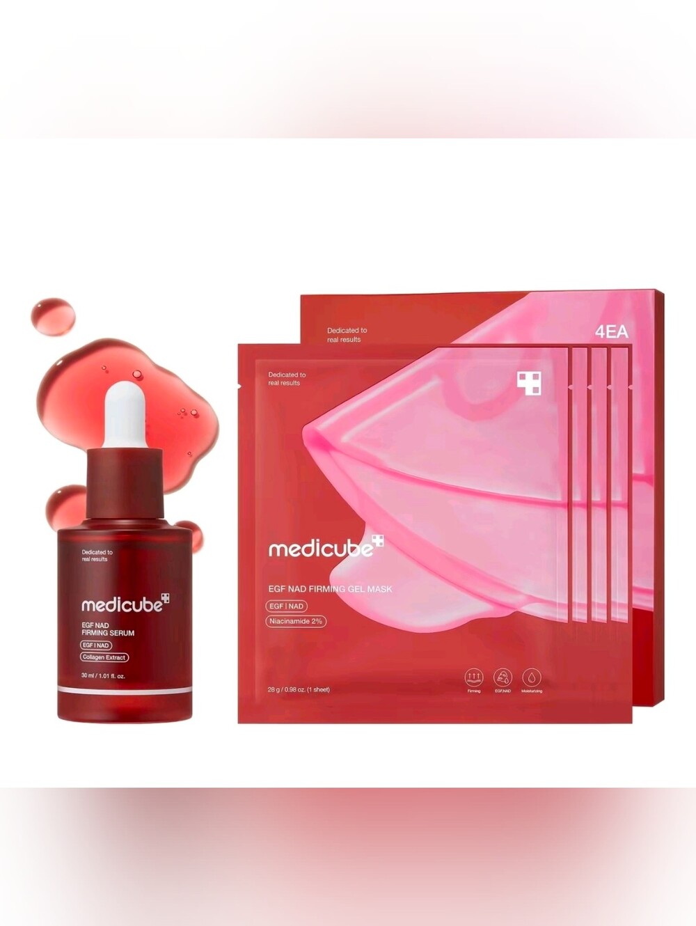 medicube NAD+ EGF Firming Gel Mask Sheet for Face 4 Sheets 28g Niacinamide
